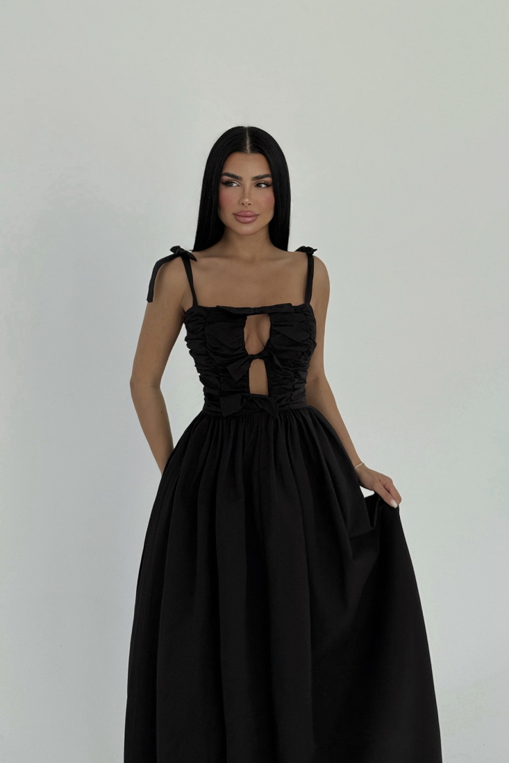 Siyah Mirabelle Uzun Elbise ATE-2443 - EYYO