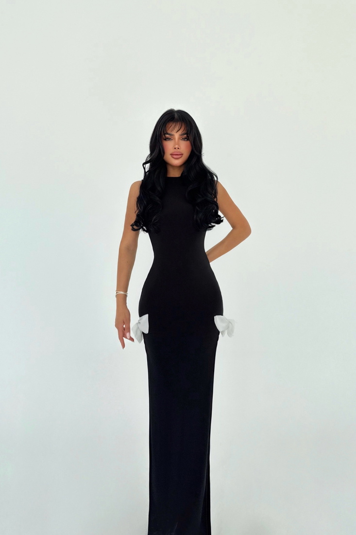 Siyah Gloria Fiyonk Detay Elbise ATE-1012 - EYYO