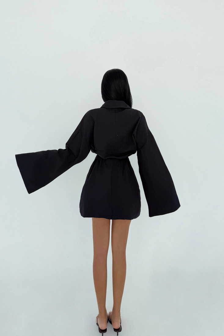 Siyah Gömlek Yaka Elbise ATE-2355 - EYYO