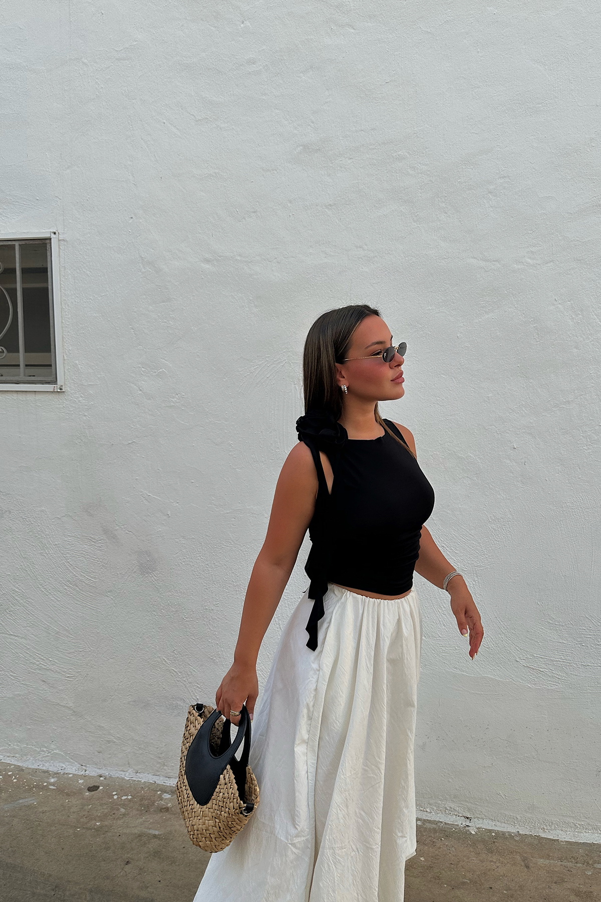 Siyah Gül Detay Crop Top ATE7892 - 3