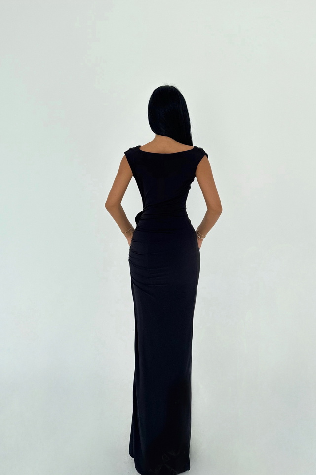 Siyah Kerry Uzun Elbise ATE-1501 - 3