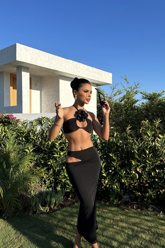 Siyah Gül Detay Etekli Takım ATEL2241 