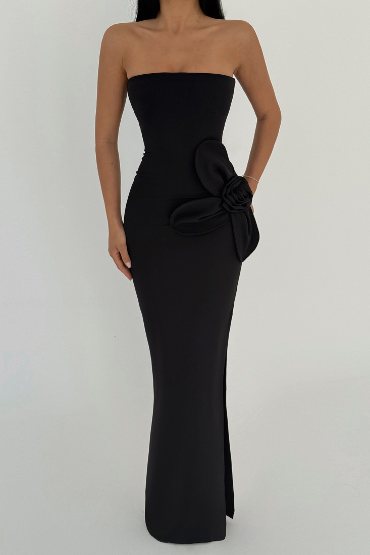 Siyah Daysi Straplez Elbise ATE-2602 - EYYO