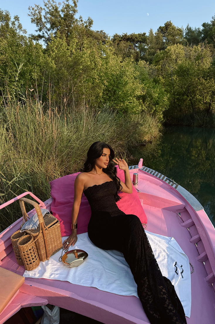 Siyah Cassini Dantel Elbise ATE-1415 - EYYO