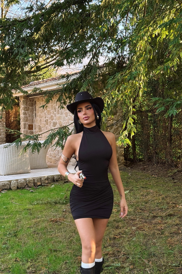 Siyah Kawos Elbise ATE-4775 - 4