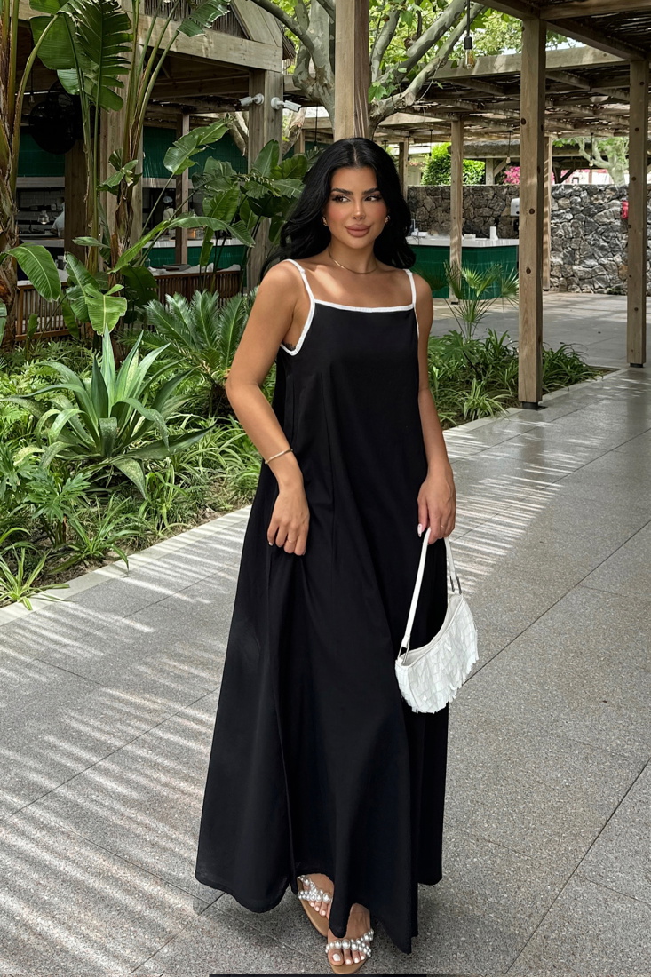 Siyah AMANDA Uzun Elbise ATE-1136 - EYYO