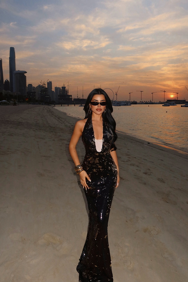 Siyah Coquille Payetli Uzun Elbise ATE-4666 - 1