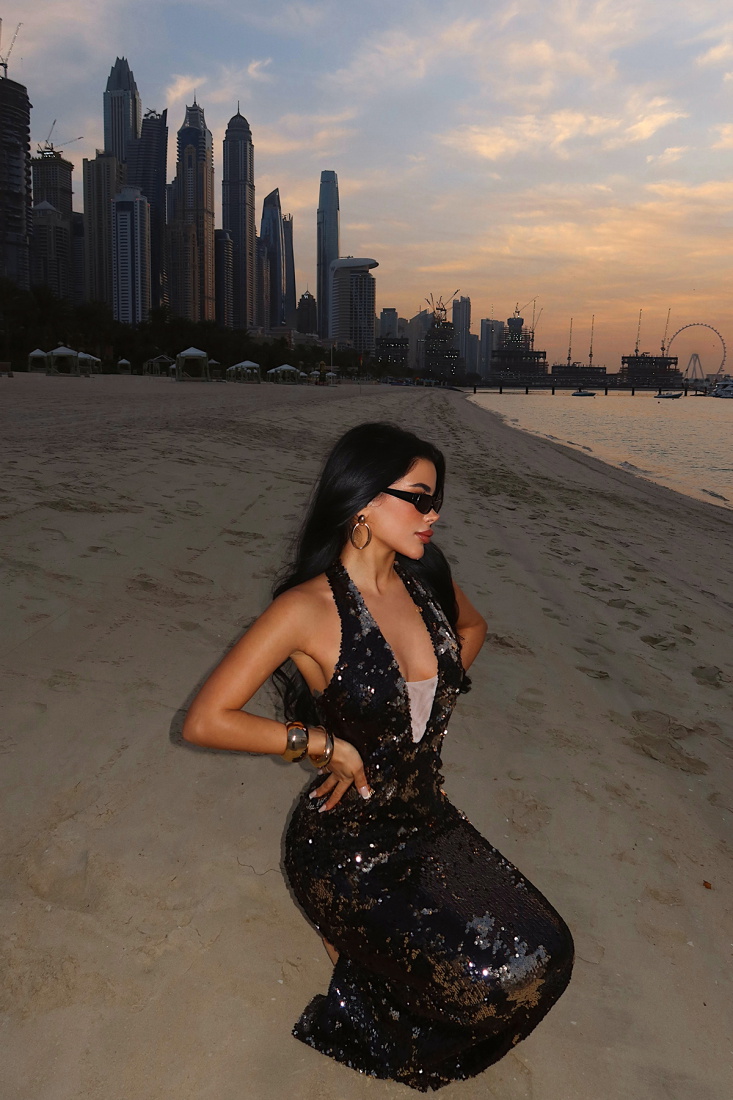 Siyah Coquille Payetli Uzun Elbise ATE-4666 - EYYO