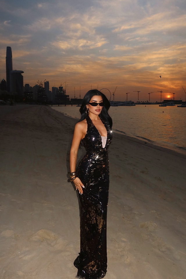 Siyah Coquille Payetli Uzun Elbise ATE-4666 - 3