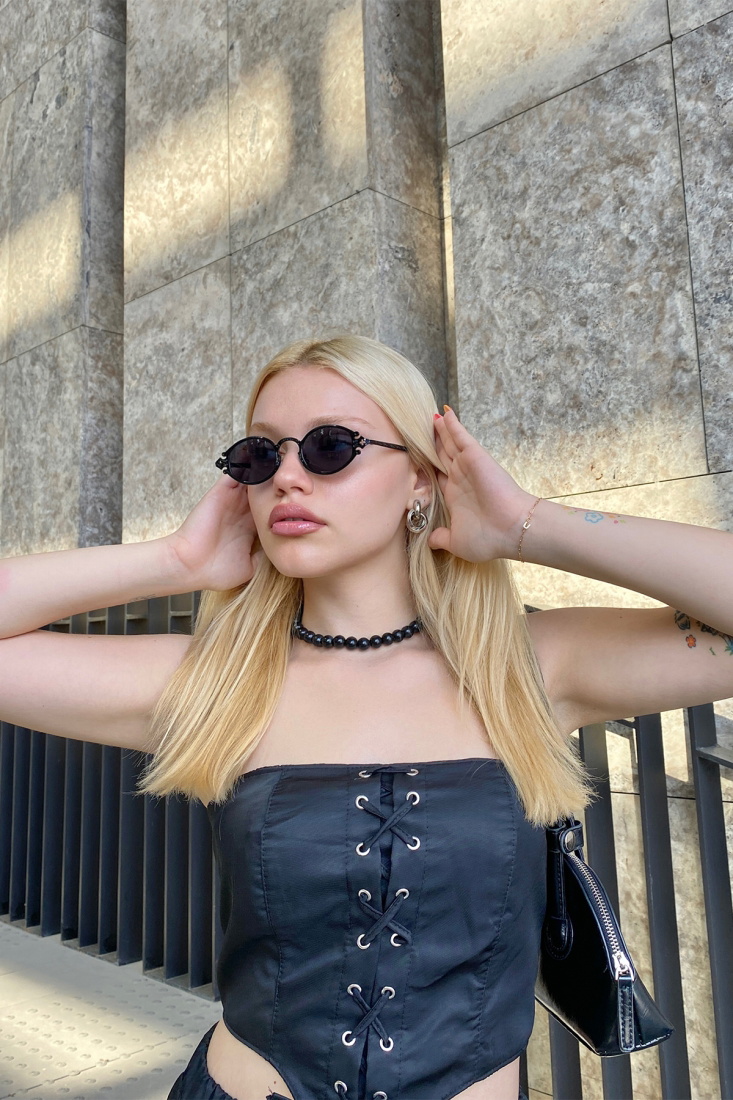 Siyah İnce Çerçeveli Gözlük ATE3281 - 