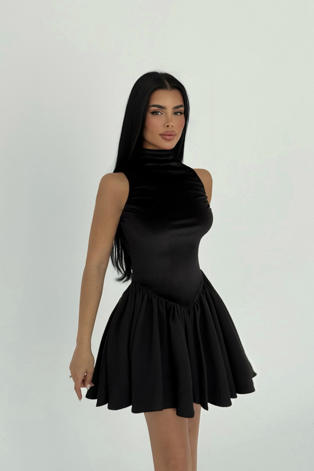 Siyah Begonlia Mini Elbise ATE-2472