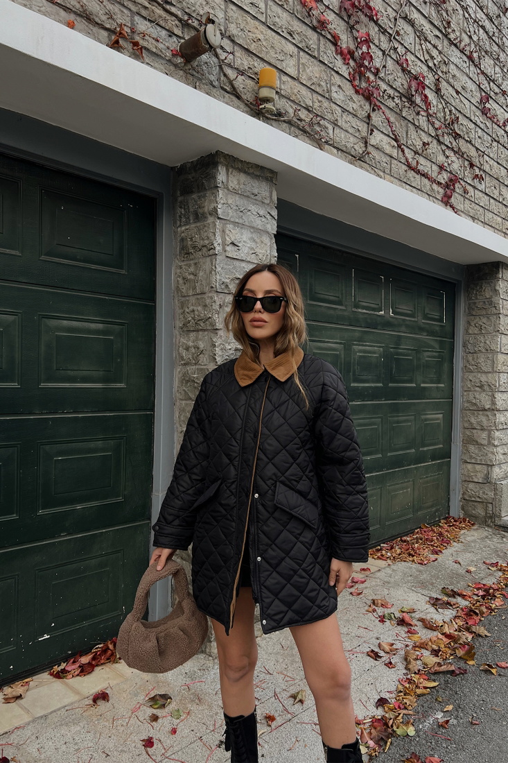 Siyah Kapitone Uzun Mont ATE2547 - EYYO