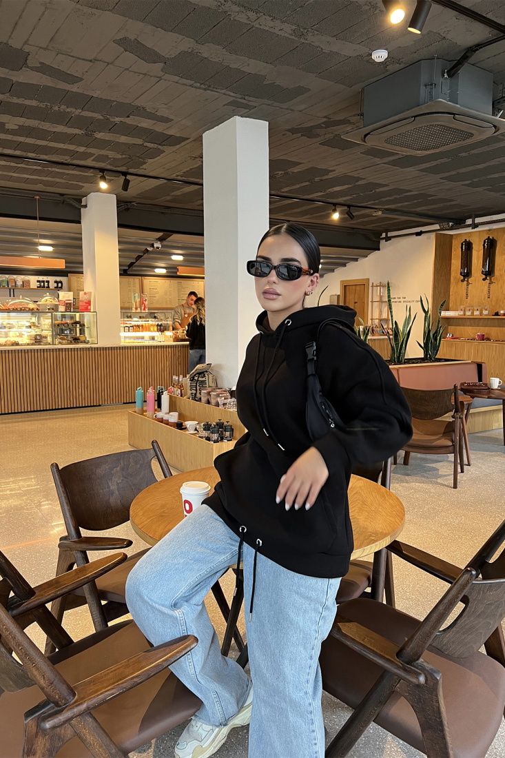 Siyah Kapşonlu Sweat ATE1975 - KTN