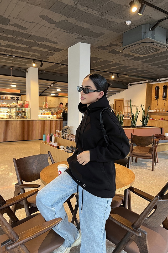 Siyah Kapşonlu Sweat ATE1975 - 3