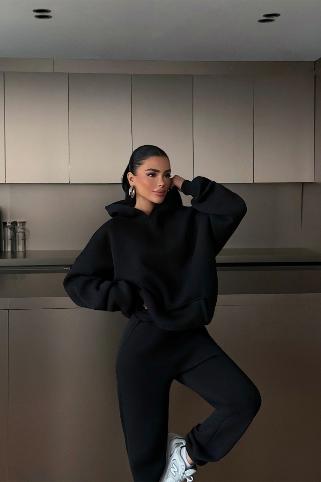 Siyah Annie Eşofman Takımı ATE-4658 