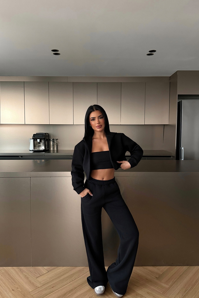 Siyah Zahara Üçlü Eşofman Takımı ATE-4813 - 1