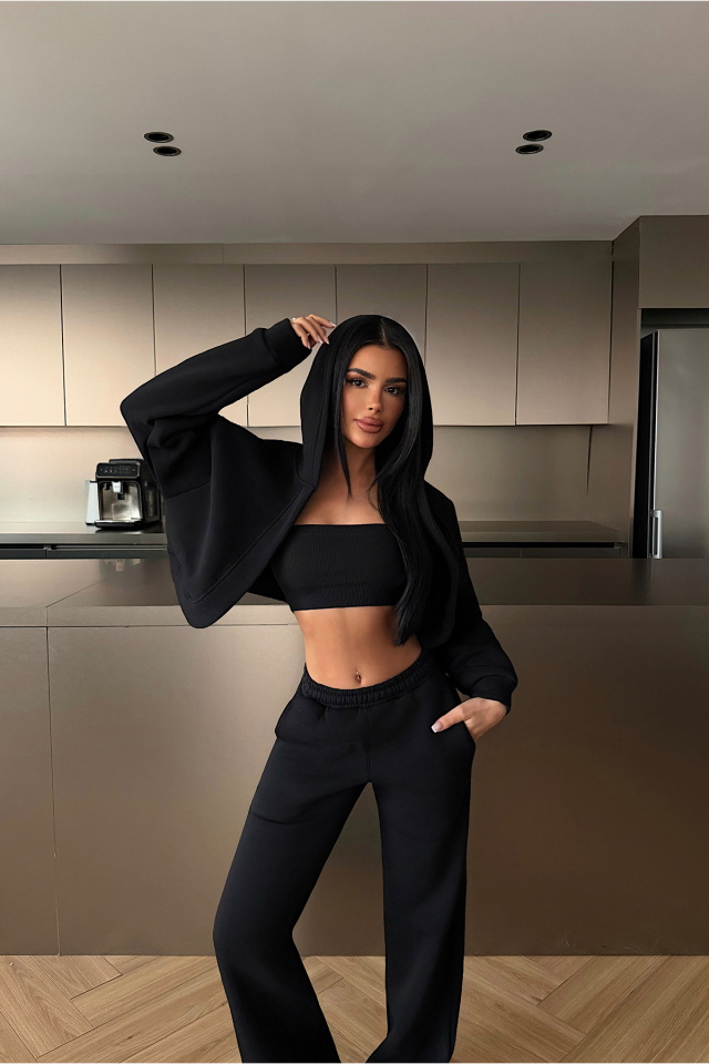 Siyah Zahara Üçlü Eşofman Takımı ATE-4813 - 2