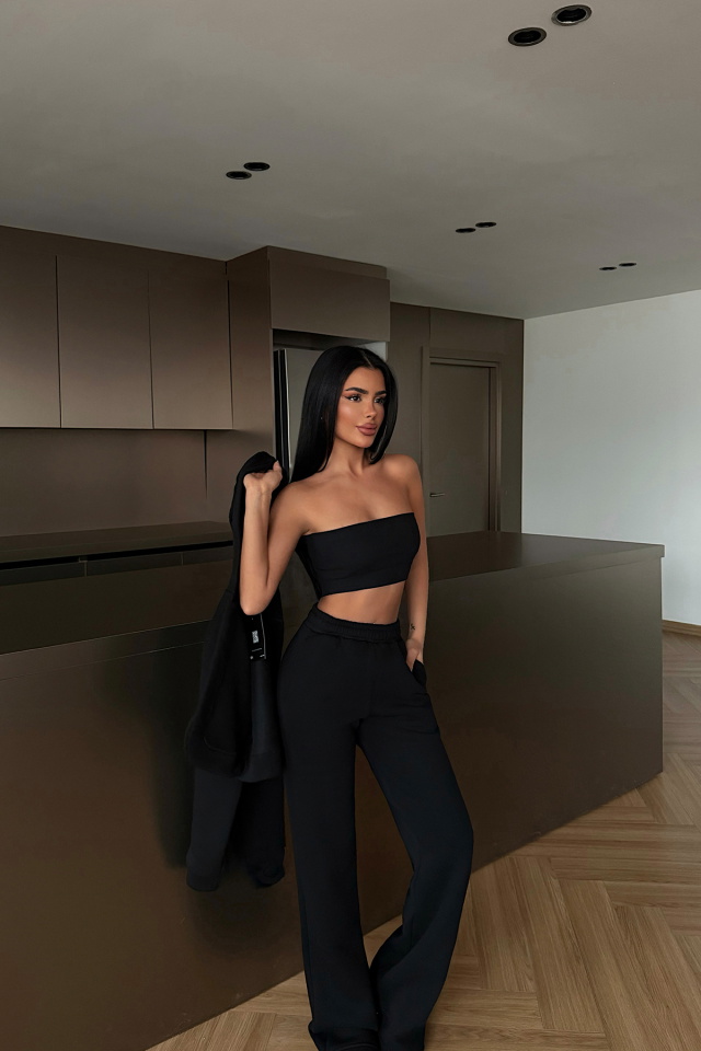 Siyah Zahara Üçlü Eşofman Takımı ATE-4813 - 3