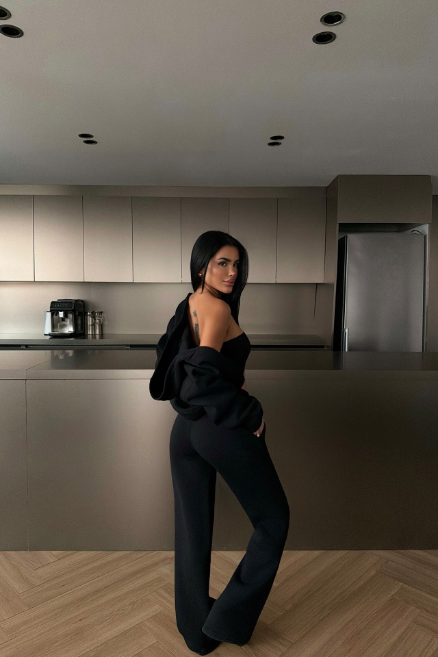 Siyah Zahara Üçlü Eşofman Takımı ATE-4813 - 4