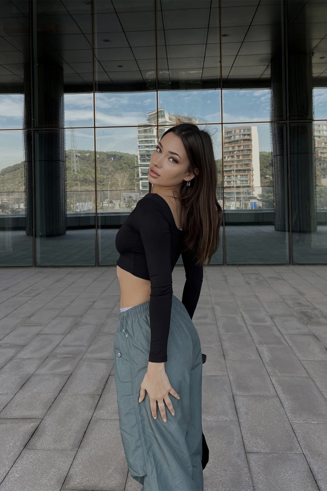Siyah Kare Yaka Crop Top ATE3927 - 3