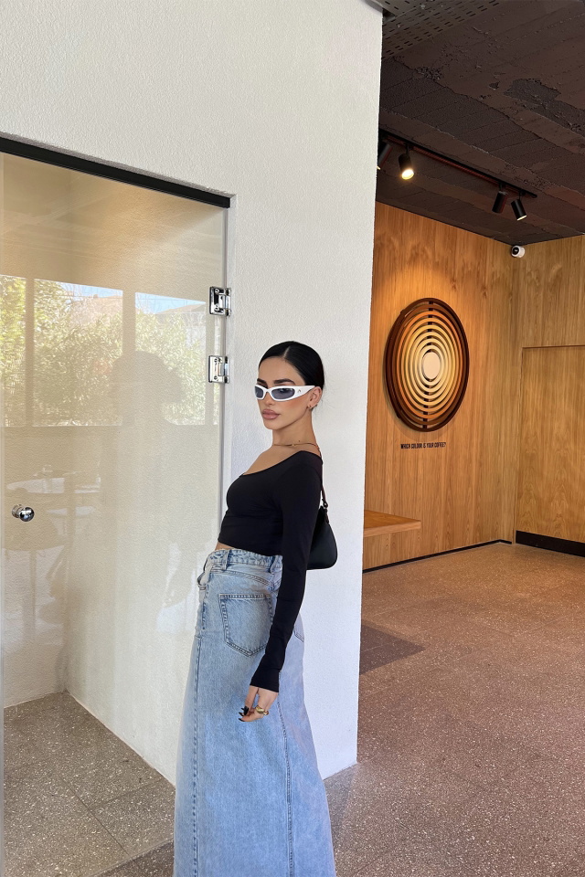 Siyah Kare Yaka Crop Top ATE4283 - 5