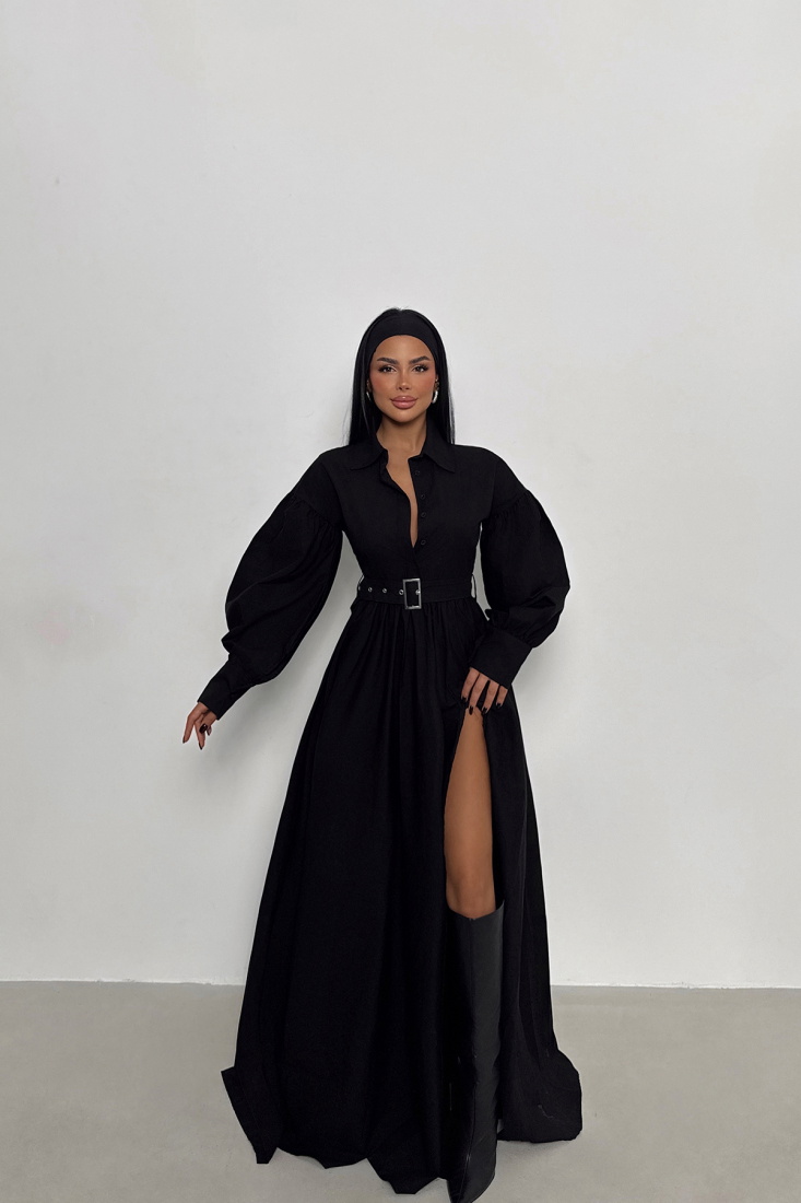 Siyah Venalia Elbise ATE-1938 - EYYO