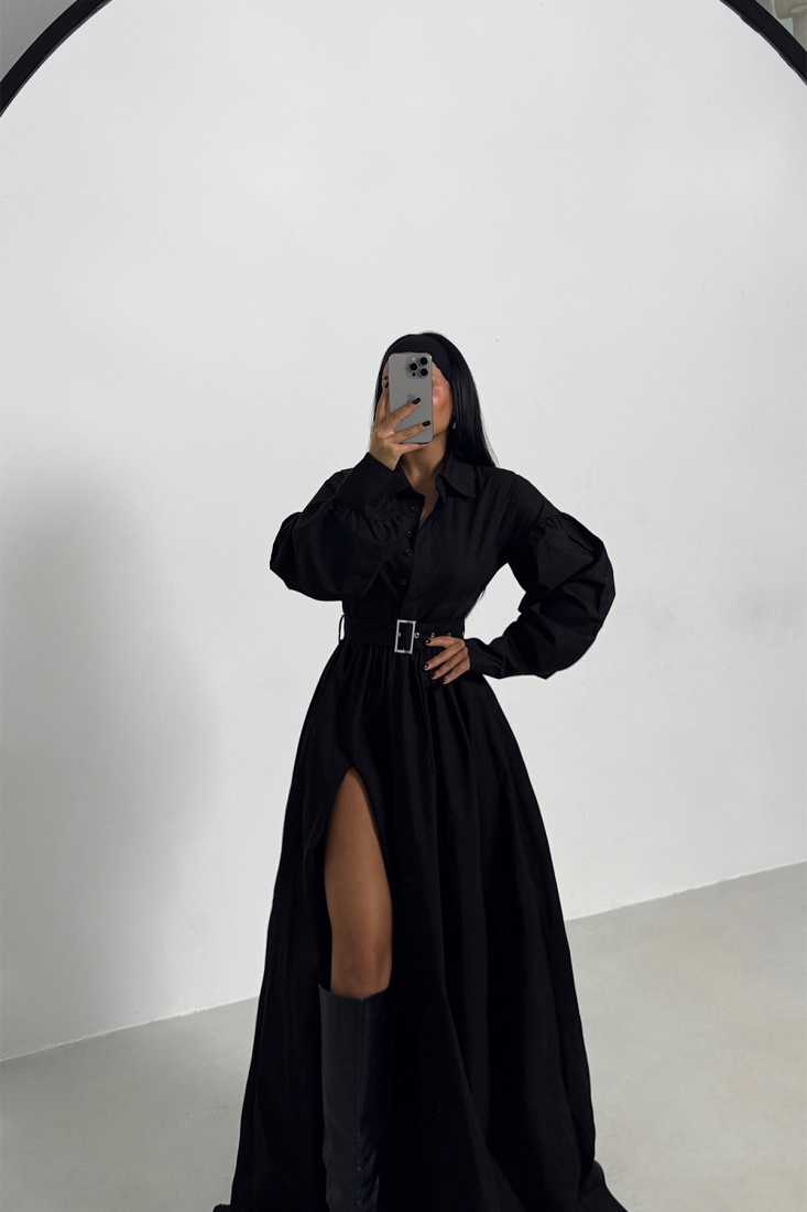 Siyah Venalia Elbise ATE-1938 - EYYO