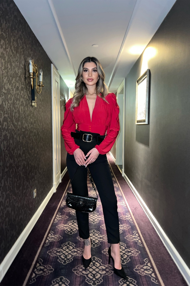 Siyah Kemerli Palazzo Pantolon ATE4120 - BİG DART