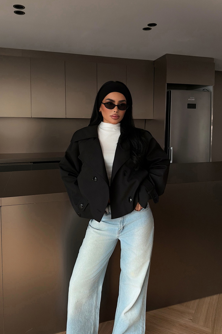 Siyah Klarris Trençkot ATE-4203 - EYYO