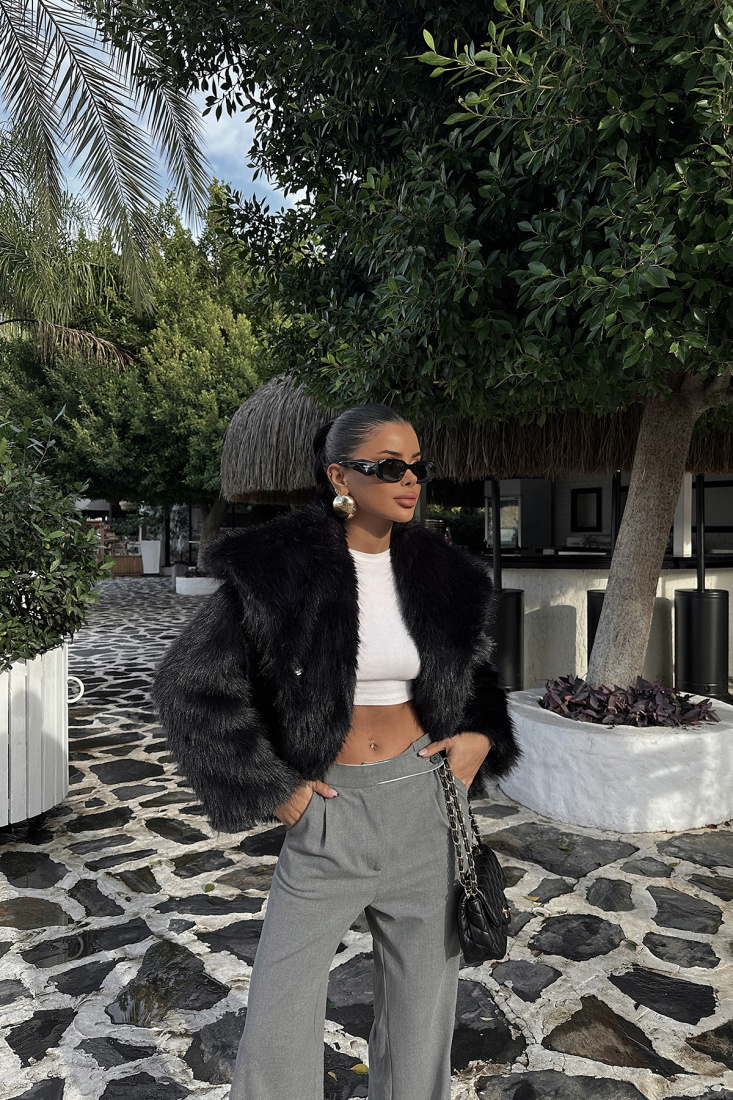 Siyah Kısa Kürk ATE-0558 - BUKLE