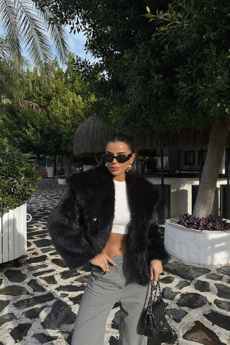 Siyah Kısa Kürk ATE-0558 - BUKLE