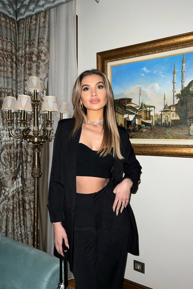 Siyah Kruvaze Yaka Ceket ATE4273 - 4