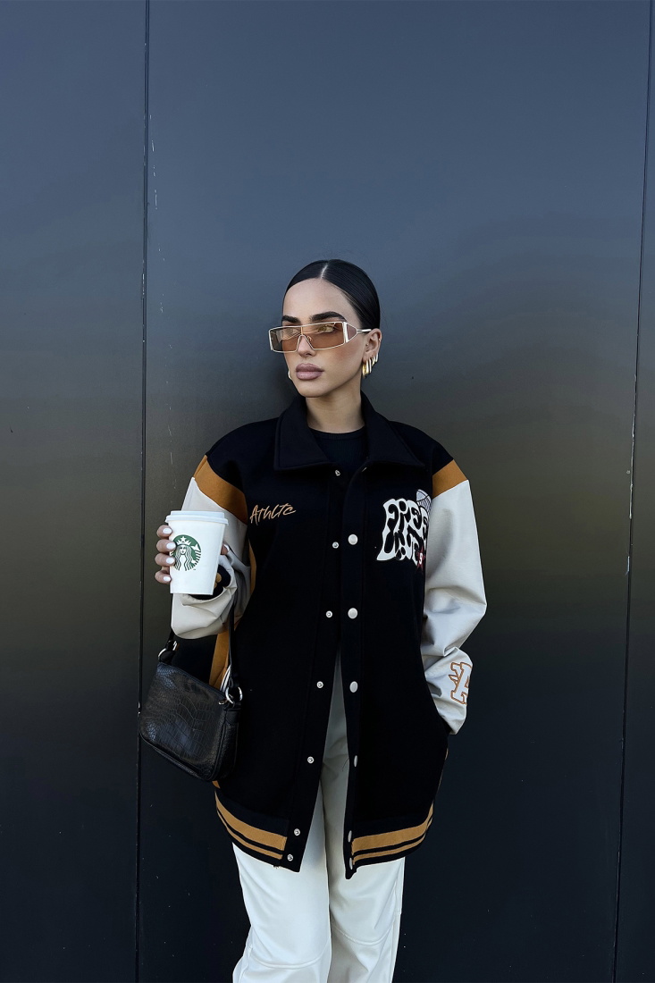 Siyah Kruvaze Yaka Kolej Ceket ATE2188 - EYYO