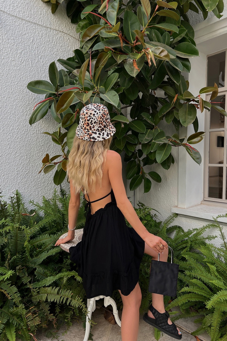 Siyah Kruvaze Yaka Mini Elbise ATE1626 - DEPPOT