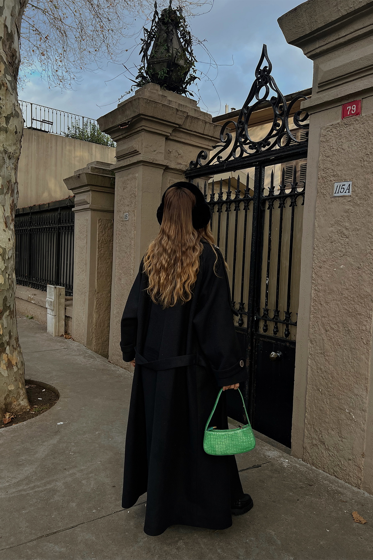 Siyah Oversize Kaşe Kaban ATE2913 - 5