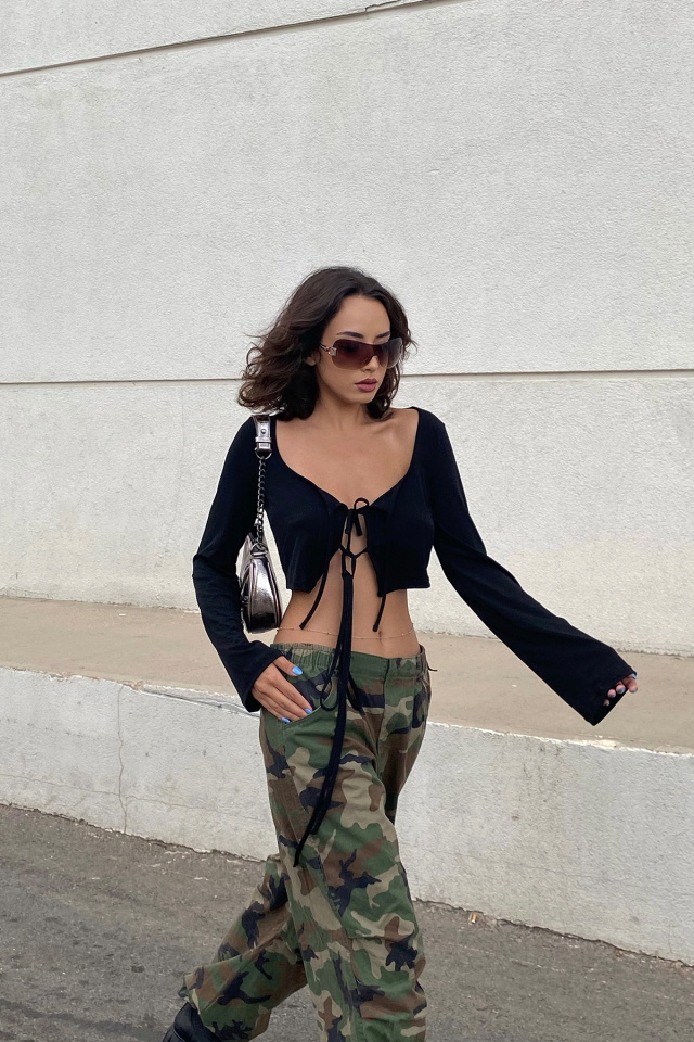 Siyah Long Sleeve Laced Blouse ATE1986 - 1