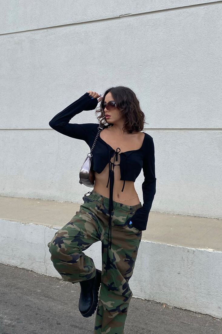 Siyah Long Sleeve Laced Blouse ATE1986 - BARAN