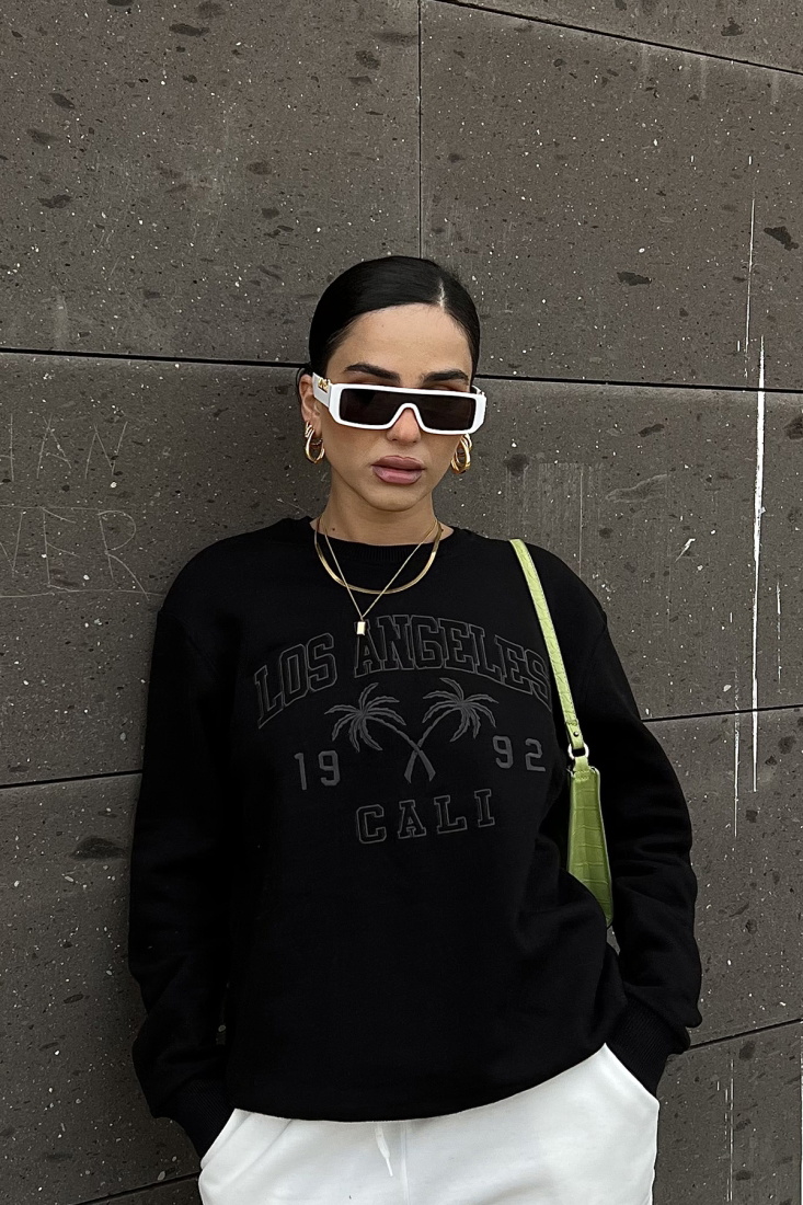 Siyah Los Angeles Baskılı Sweat ATE2387 - EYYO