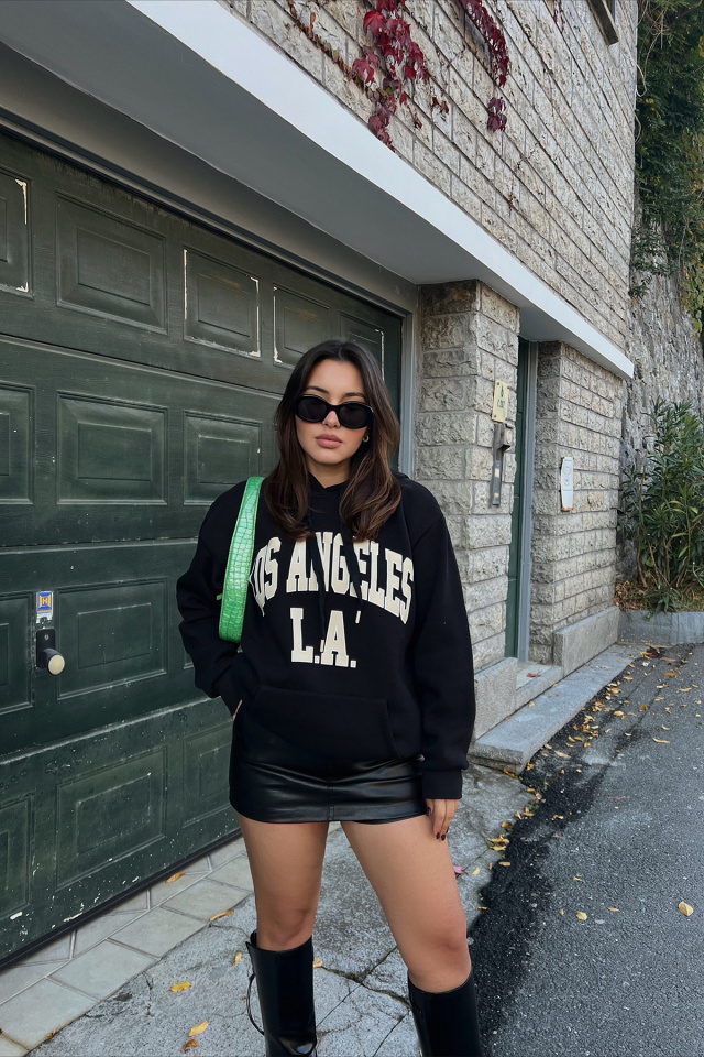 Siyah Los Angeles Baskılı Sweat ATE2502 - 5