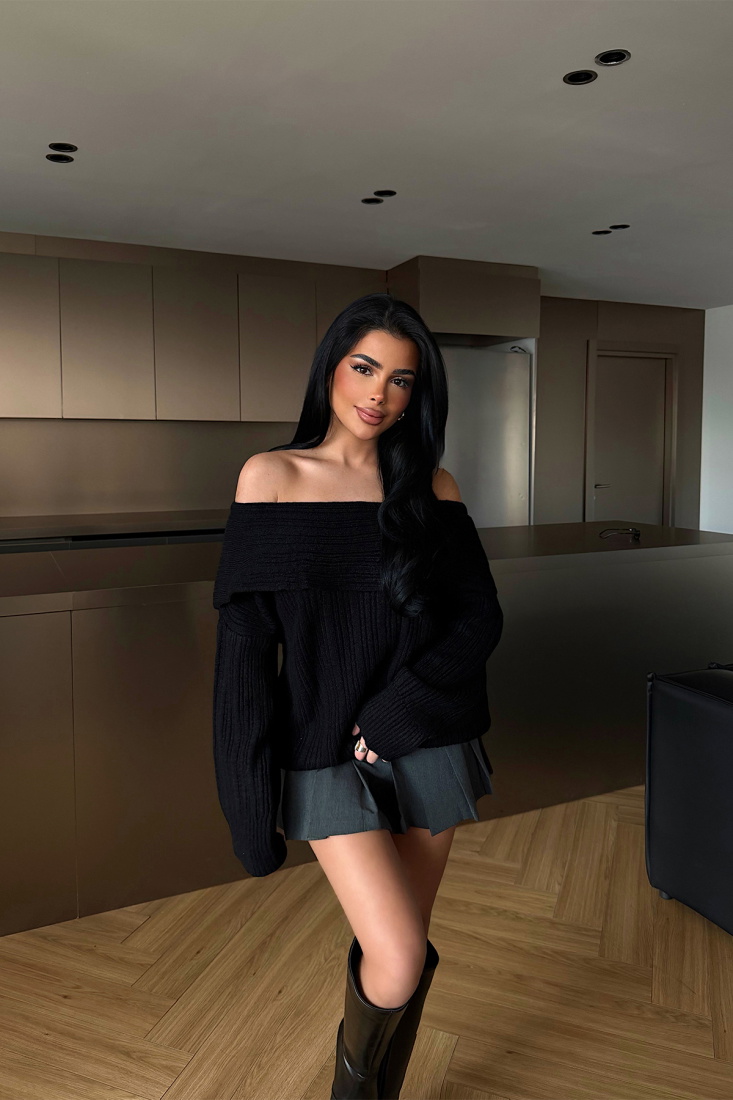 Siyah Jillx Triko Kazak ATE-2279 - EYYO