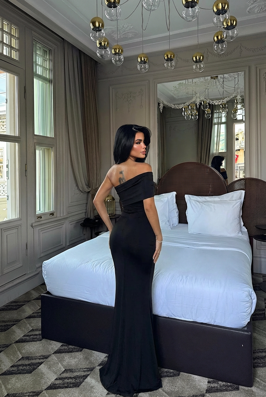 Siyah Vanya Tek Kol Elbise - 2
