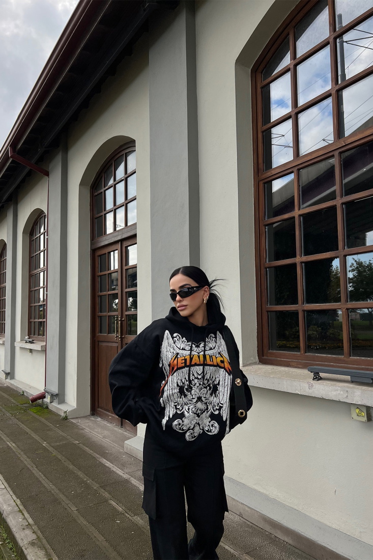 Siyah Metallica Hoodie Sweat ATE2265 - EYYO