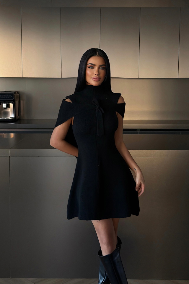Siyah Marayla Triko Elbise ATE-4452 - 2