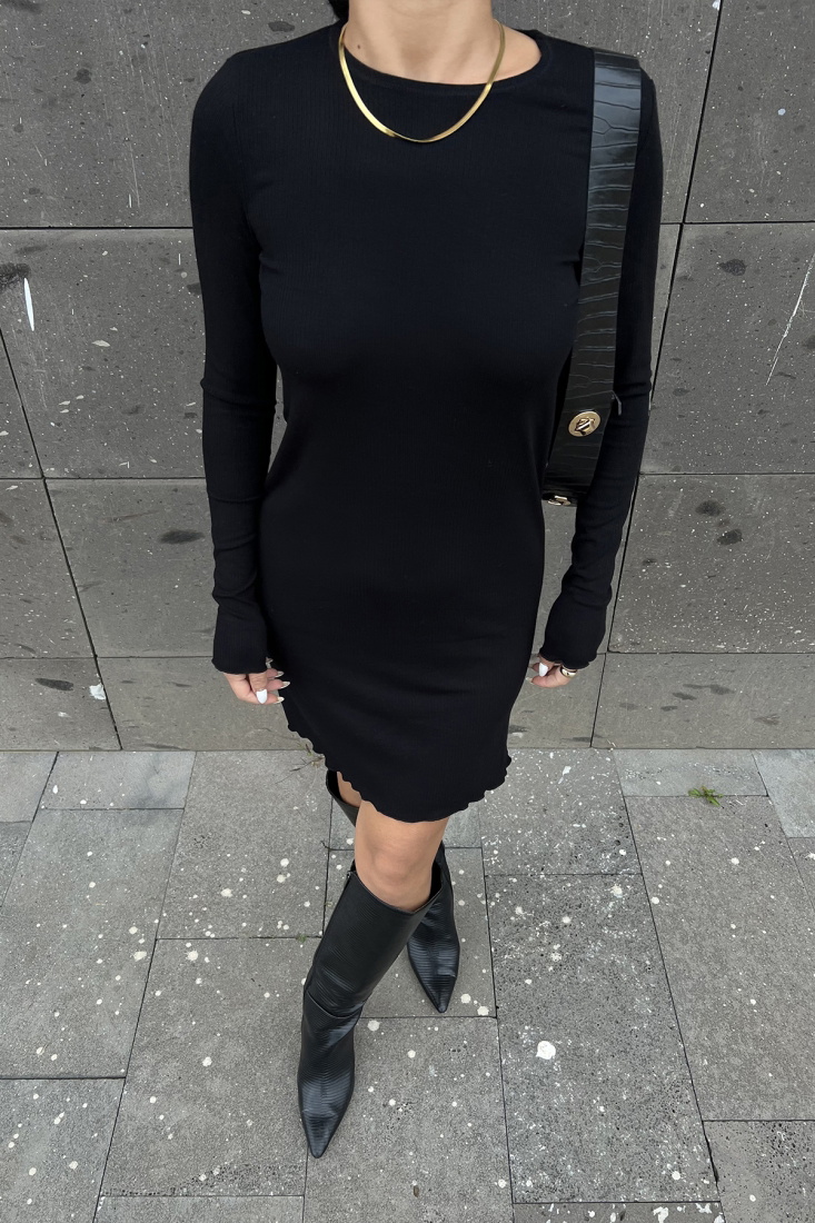 Siyah Basic Elbise ATE2474 - EYYO