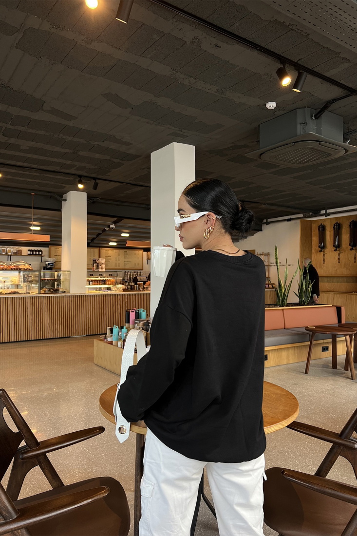 Siyah New York Önü Baskılı Sweat ATE2333 - EYYO