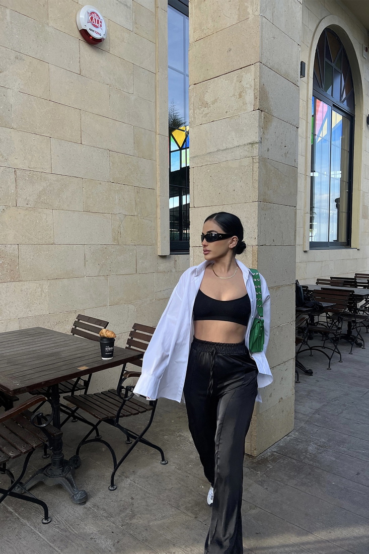 Siyah Önden Bağlamalı Eşofman Altı ATE3686 - TİLLE