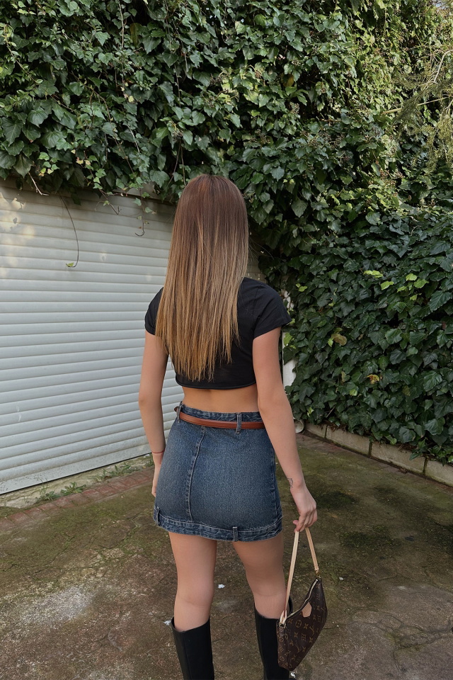 Siyah Önü Baskılı Crop Top ATE4340 - 3