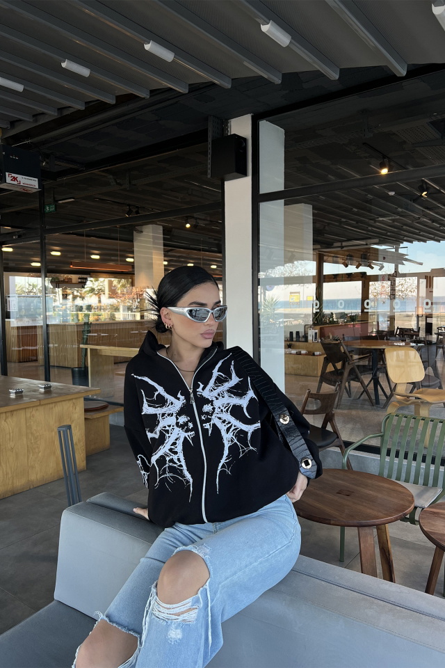 Siyah Önü Baskılı Hırka ATE3287 - 5