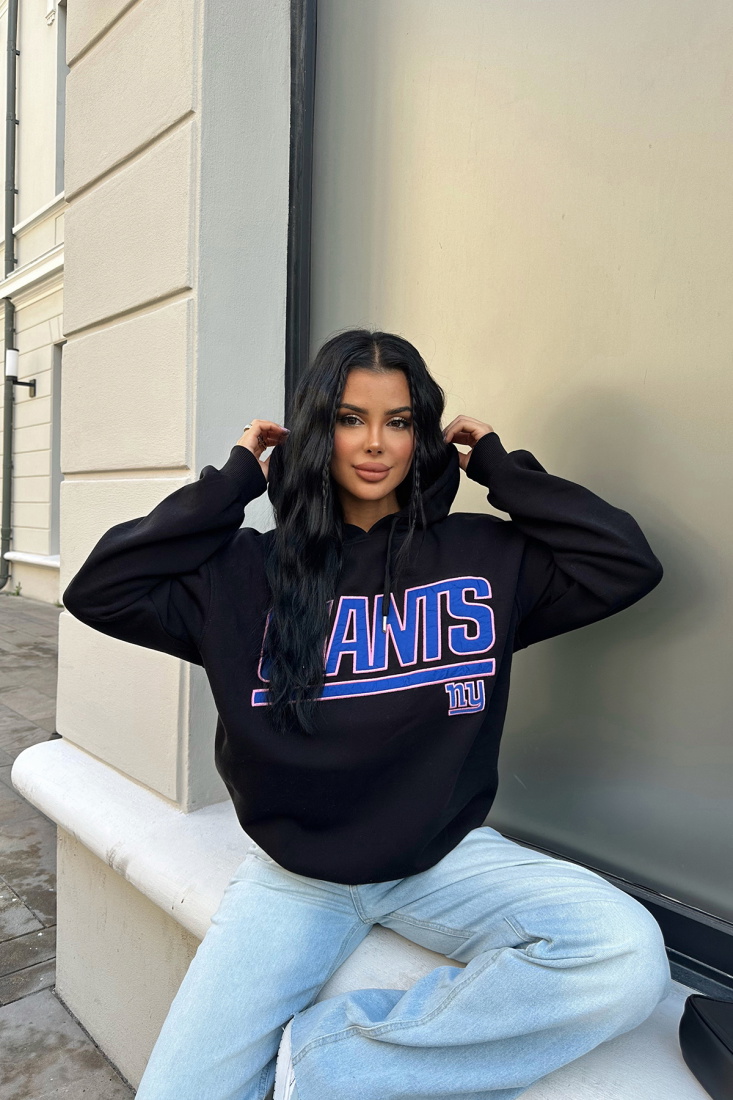 Siyah Önü Baskılı Kapşonlu Sweat ATE-0265 - KTN