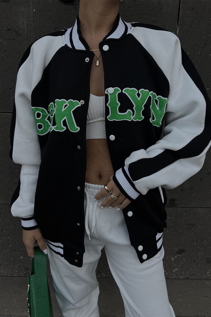 Siyah Önü Baskılı Kolej Ceket ATE2133 - NOON